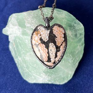 Genuine Snakeskin Agate Pendant on gunmetal colored copper chain